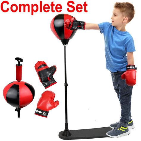 childrens boxing gloves and punch bag